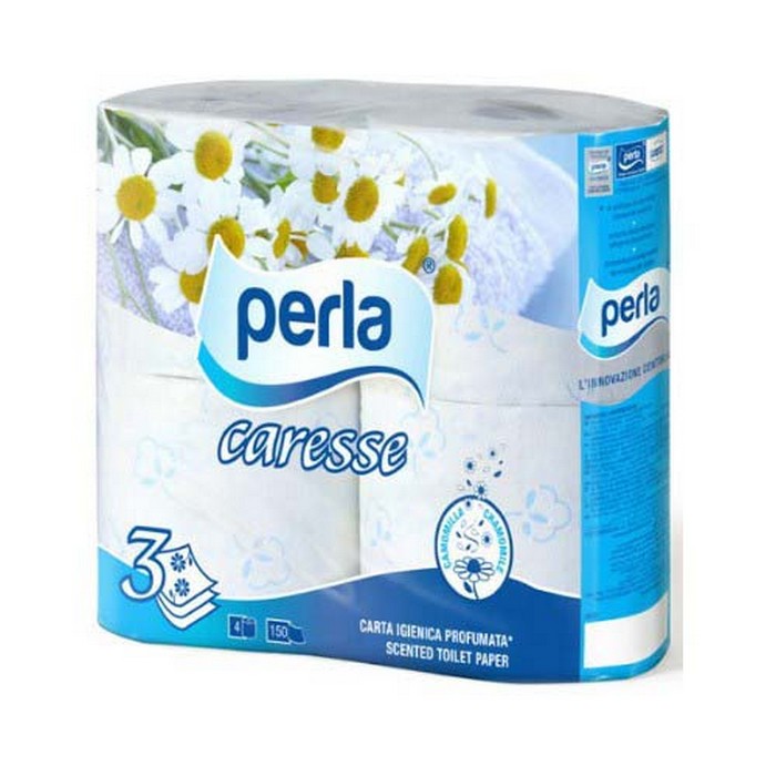 Hartie igienica, PERLA, 4 role, 3 straturi, Chamomille