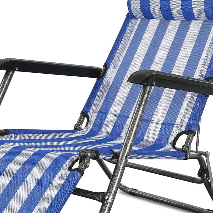 Scaun pliant pentru picnic, OutdooR, 150cm, 60cm, Textil, Metal/ Plastic, Alb/Albastru, Scaun pliabil, Camping/Picnic/Plaja/Pescuit, Pliabil