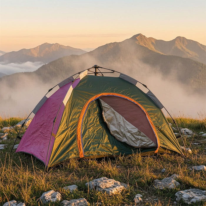 Кемпинговая палатка, OutdooR, 2.1м, 2.1м, 1.45м, Металл/ Пластик, Зеленый/Розовый, Палатка, Туризм/Кемпинг, Весна, Лето, Осень, Полусфера