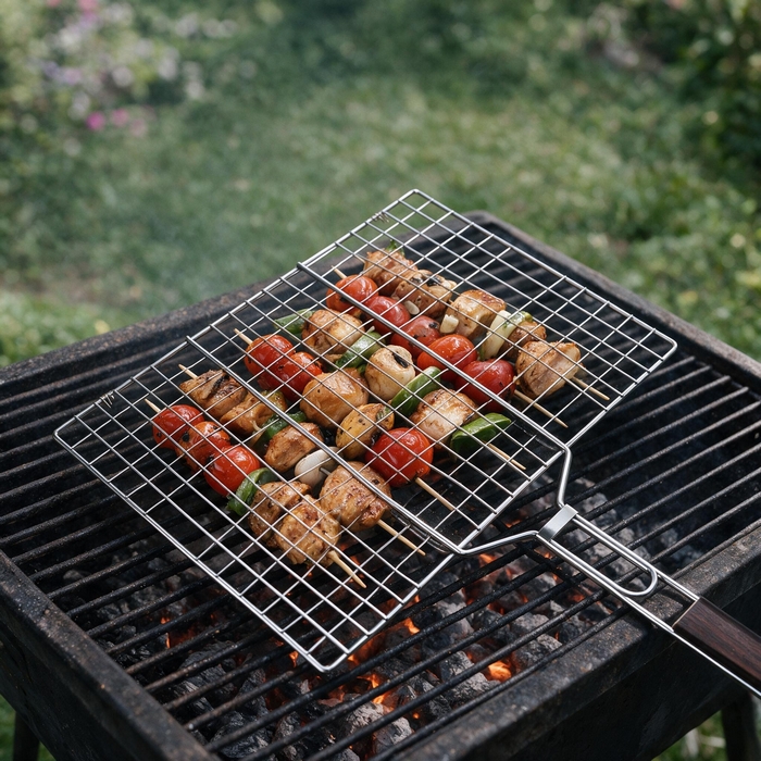 Barbecue grill, NO NAME, Stainless steel/Wood, 30x40cm