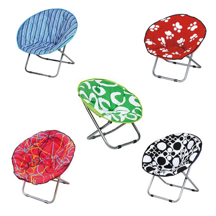 Scaun pliant picnic, BBQ, Diverse Culori, Textil, Rotunda, 76cm, 52cm, 80cm