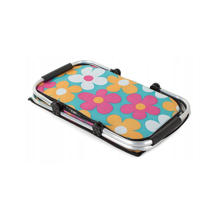 Geanta termoizolanta plianta, OutdooR, 28cm, 47cm, 38cm, Textil, Multicolor, Cu imprimeu, Reflector in interiorul gentii, Maner de transportare, Fermo