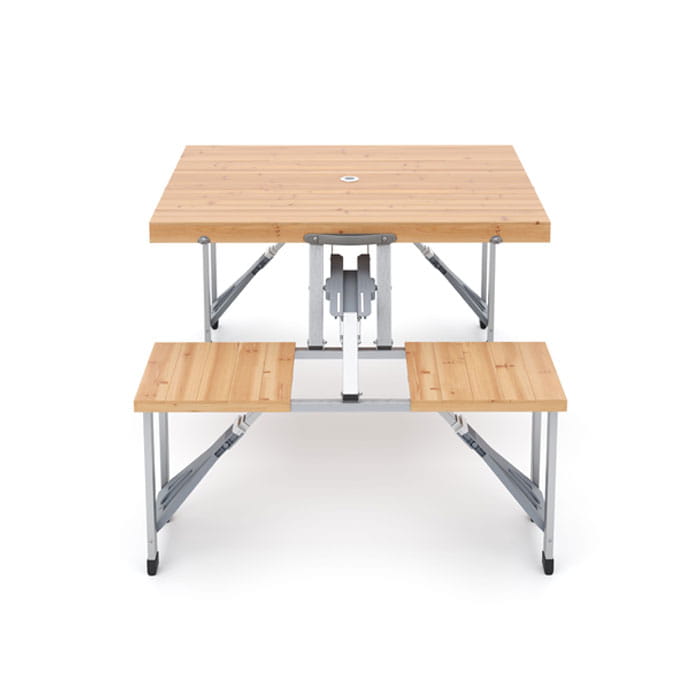 Camping table set with chairs, GS, 85X72X67 CM, Wood/Metal, Gray/Beige, Table set with chairs, Pliable