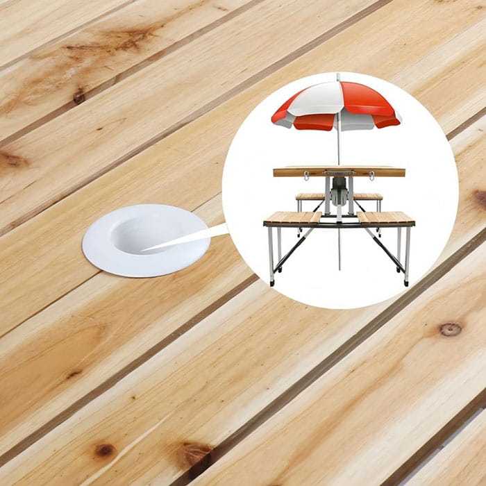 Camping table set with chairs, GS, 85X72X67 CM, Wood/Metal, Gray/Beige, Table set with chairs, Pliable