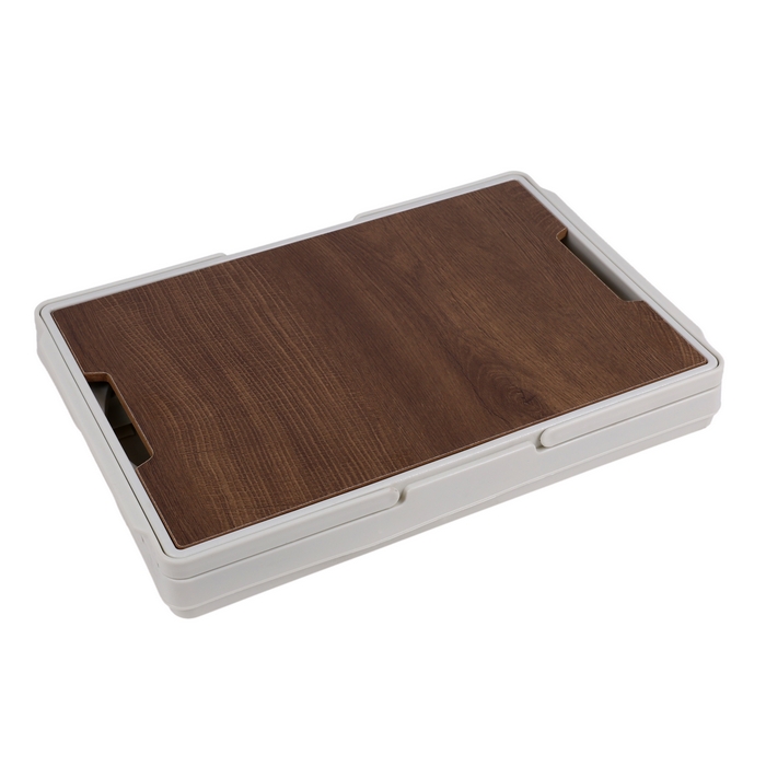 Folding table, GS, 55 L, 52X35.3X29 cm, White/Brown, BBQ organizer