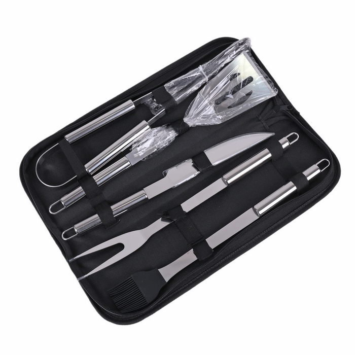 Set ustensile gril, BBQ, Inox, 5 piese, 38.5 cm, 13cm, 4cm
