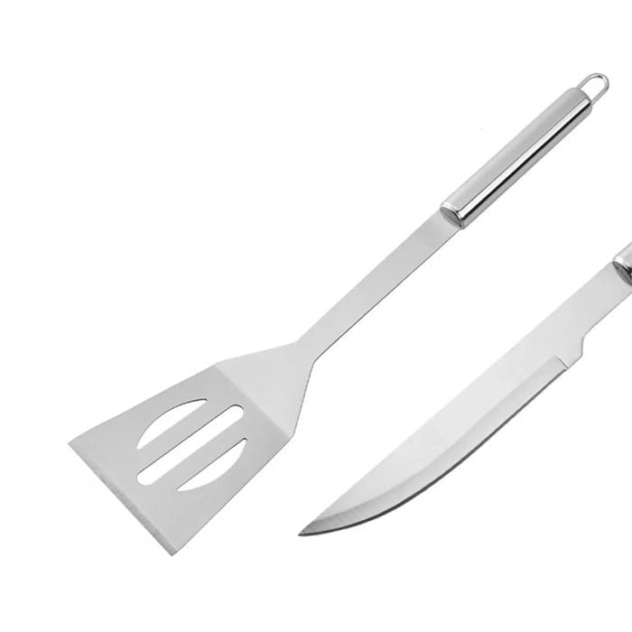 Set ustensile gril, BBQ, Inox, 5 piese, 38.5 cm, 13cm, 4cm, Set ustensile gril