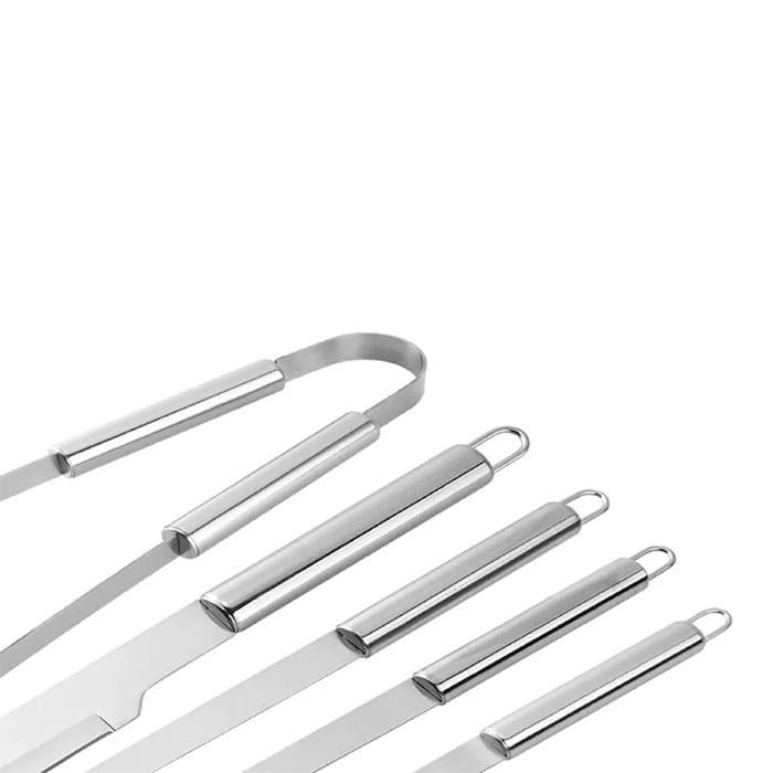 Set ustensile gril, BBQ, Inox, 5 piese, 38.5 cm, 13cm, 4cm, Set ustensile gril