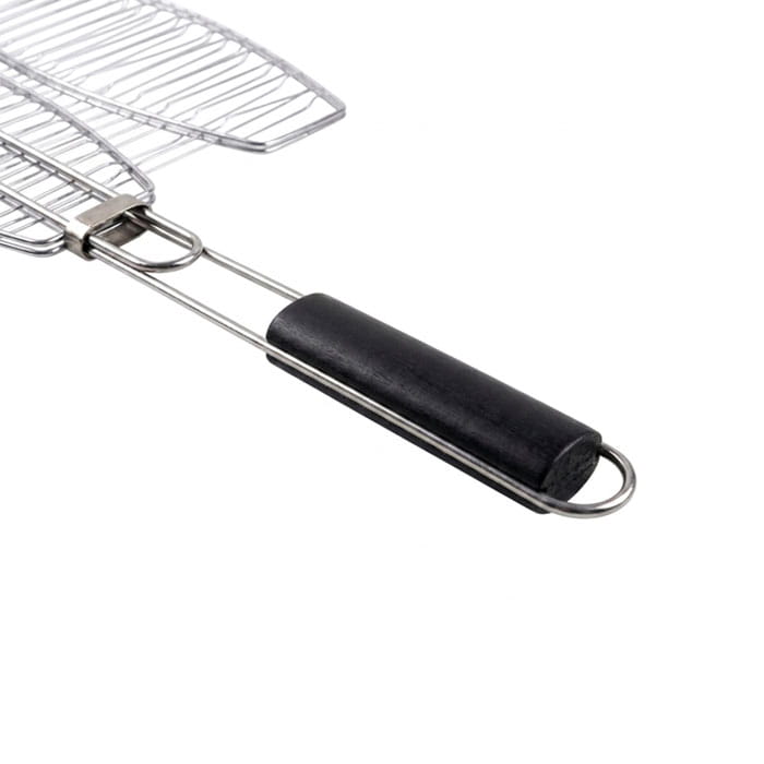Barbecue grill, BBQ, 36cm, 40cm, Wooden Handle, Grill basket, Black