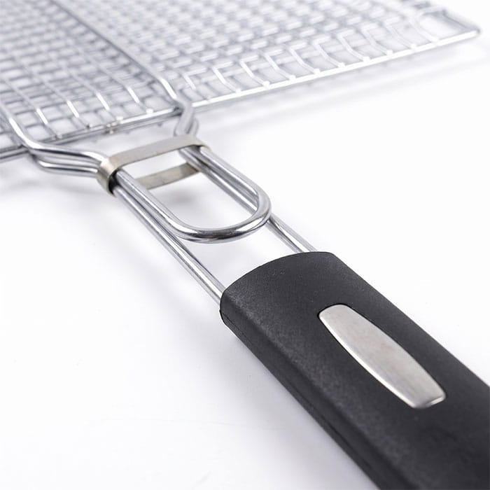 Grill mesh, BBQ, 30cm, 40cm, Wooden Handle, Grill basket, Black