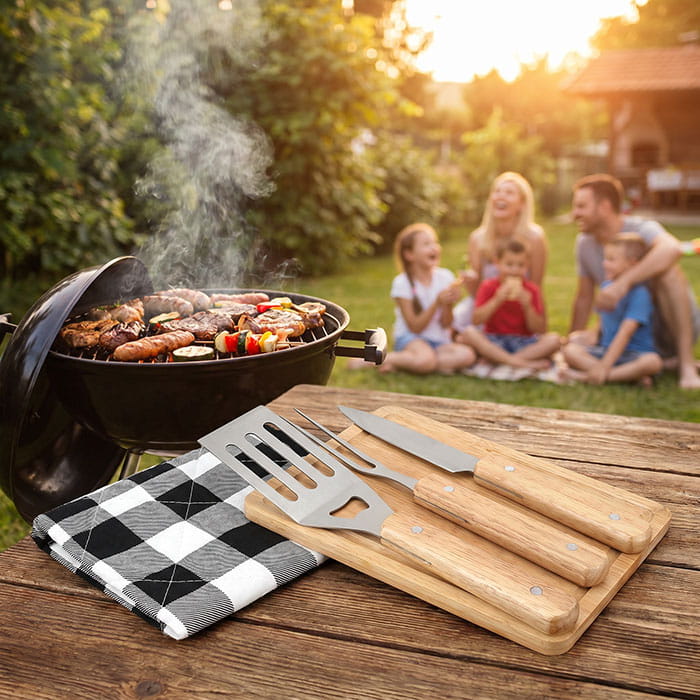 Набор для барбекю, BBQ, 5 штук, Нержавеющая сталь/Дерево, Текстиль, Сумка, Дерево, Комплект барбекю