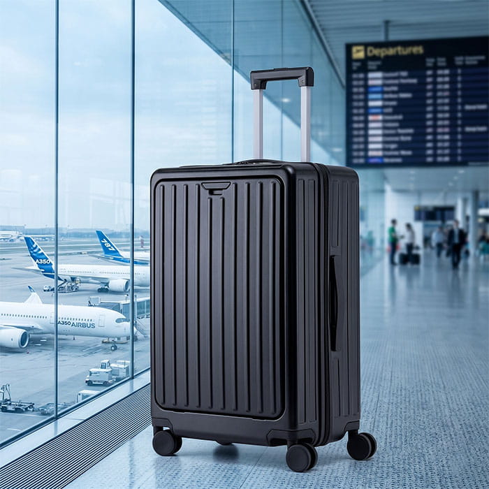 Valiza de voiaj, Travel Time, Policarbonat, Gri, Cu roti, Cu maner, Valiza de voiaj
