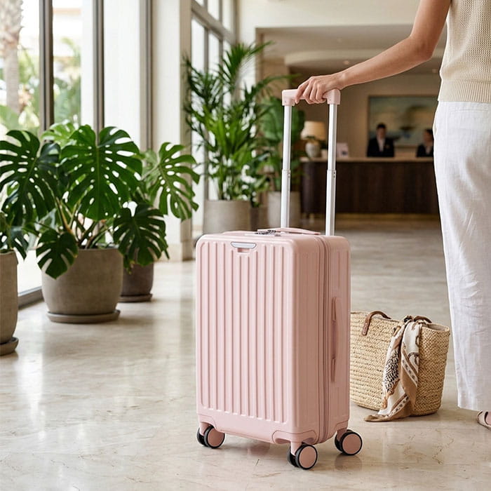 Valiza de voiaj, Travel Time, Policarbonat, Roz, Cu maner, Cu roti, Valiza de voiaj
