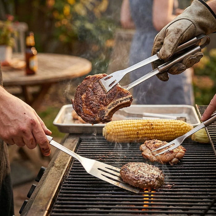 Set cleste gratar, BBQ, 33cm, Otel, 3 buc, Set cleste gratar