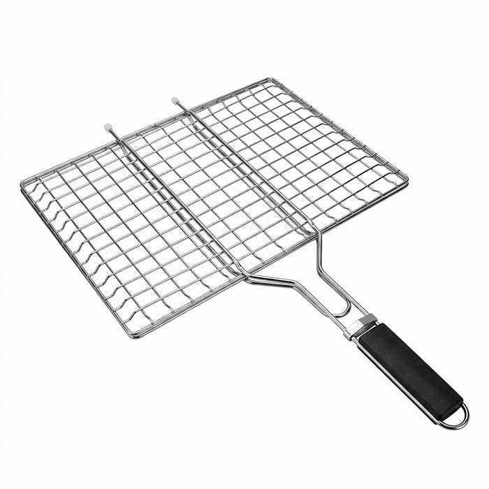 Grill mesh, BBQ, 35 cm, 30 cm, Stainless Steel, Grill basket, Black