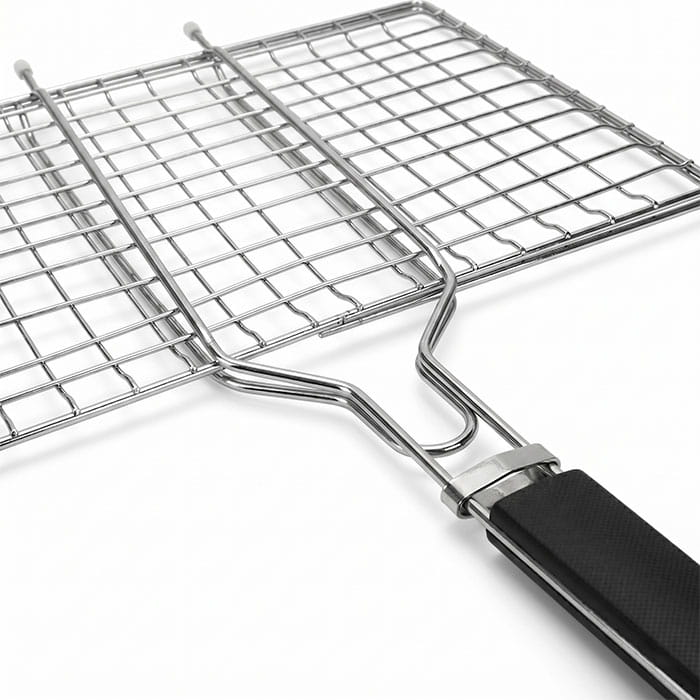 Grill mesh, BBQ, 35 cm, 30 cm, Stainless Steel, Grill basket, Black