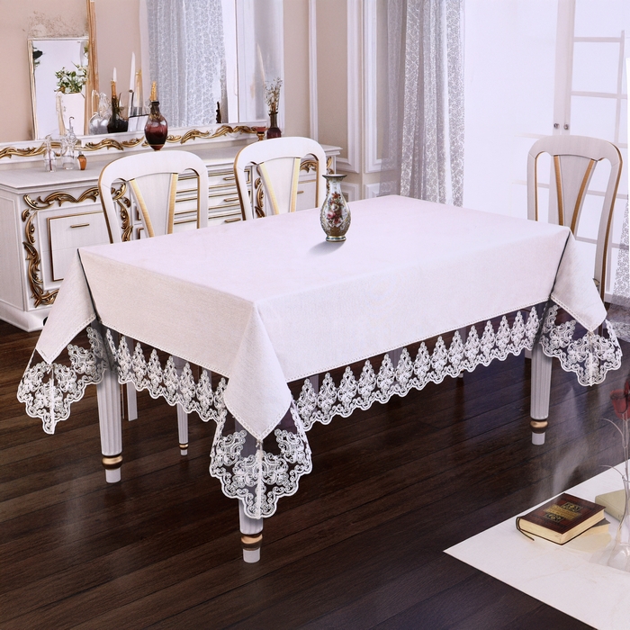 Скатерть, ATAK HOME, 160x220 cм, 10 человек, Sevgi, Кремовый, Полиэстер