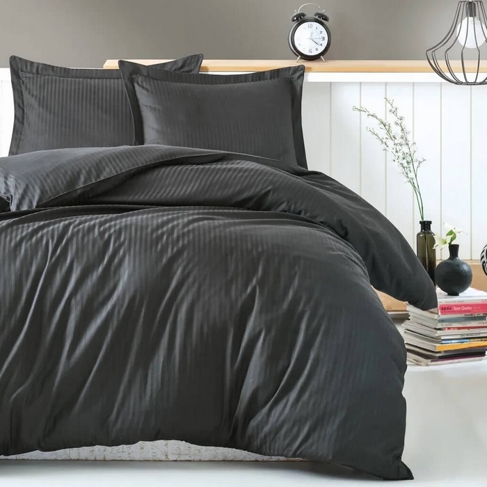 Bed linen set, IRINA HOME, Double Size, 240x260cm, 200x220cm, 50x70cm, Satin, Anthracite