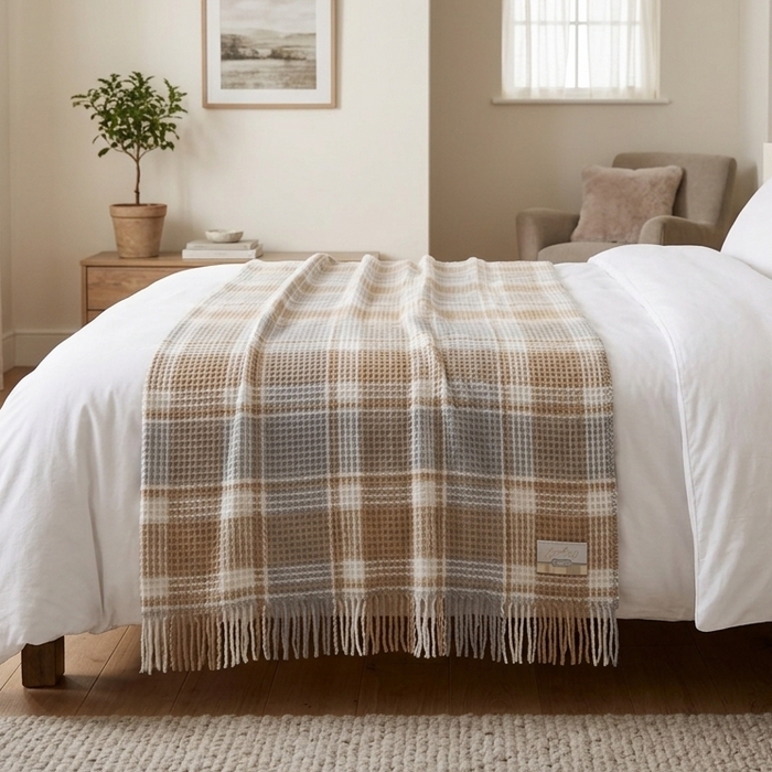 Blanket, AKSU, Cozy Life, 180x220cm, Beige, Cotton, Turkey