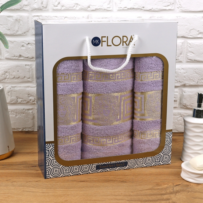 Set prosoape, MK HAVLU, 3 piese, Bumbac, 50x90 cm, 70x140 cm, Liliac
