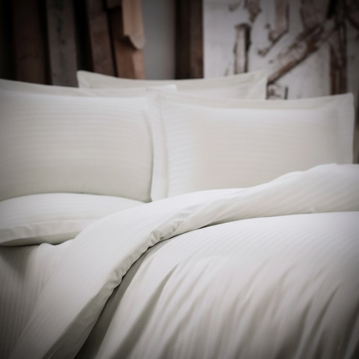 Bed linen set, NAPOLYON, 4 pcs, Double Size, Light Beige, 200x220cm, 240x260cm, 50x70cm, Satin, Horizontal stripes, Turkey