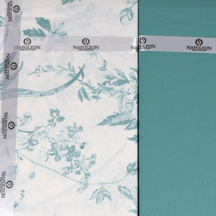 Set lenjerie de pat, NAPOLYON, 4 piese, Double Size, Turcoaz, 200x220cm, 220x240cm, 50x70cm, Ranforce, Turcia, 220x240 cm