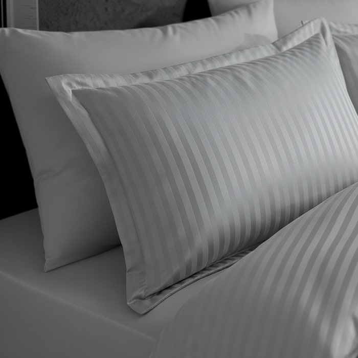 Bed linen set, DA VINCI, 4 pcs, Double Size, 200x220cm, 240x260cm, 50x70cm, Satin, Gray, Turkey