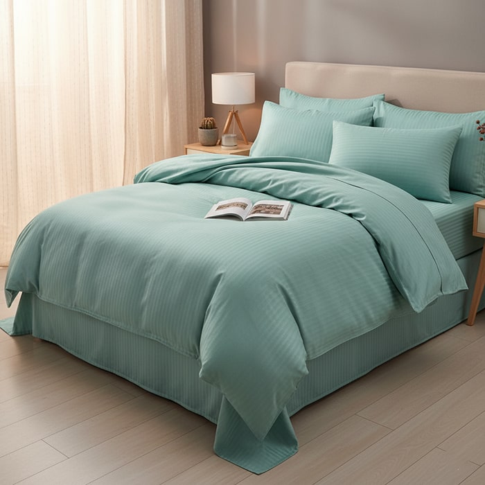 Bed linen set, DA VINCI, 4 pcs, Double Size, 200x220cm, 240x260cm, 50x70cm, Satin, Mint, 240x260cm, Turkey