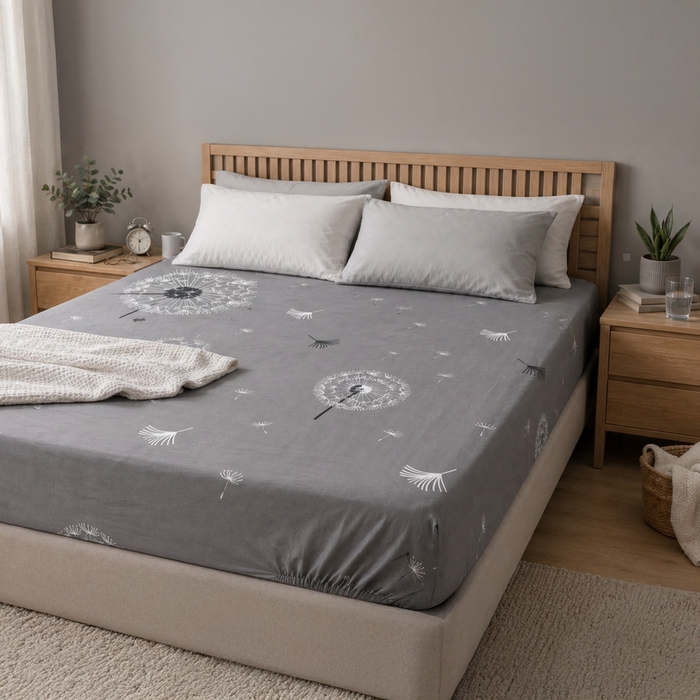Cearsaf de pat cu elastic, JORJ-TEX, 180x200 cm, Bumbac, Diverse Culori