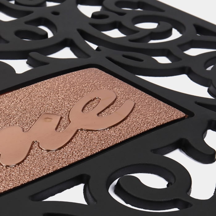 Входной коврик, GS, 43x73 см, Прямоугольная, Черный, Внешний, Надпись "Welcome", Резинка