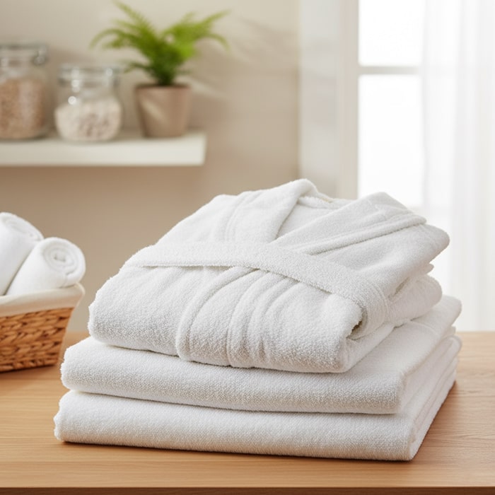 Банный халат, MK HAVLU, M, Хлопок, Белый, Съемный пояс, Турция