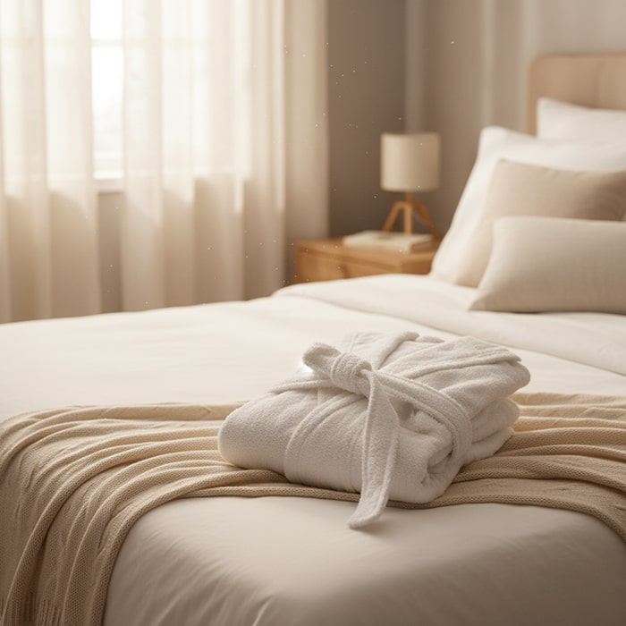 Банный халат, MK HAVLU, M, Хлопок, Белый, Съемный пояс, Турция