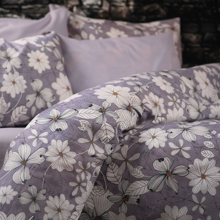 Set lenjerie de pat, MISS BELLA, 4 piese, 200x220cm, 240x260cm, 50x70cm, 60%Bumbac/40%Poliester, Multicolor, Double Size, Floral, 240x260cm, Turcia