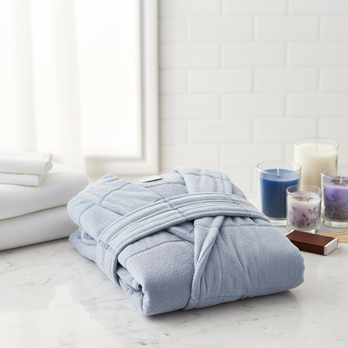 Банный халат, MK HAVLU, L, Хлопок, Светло- Серый, Съемный пояс, Турция