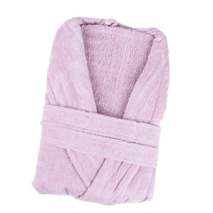 Банный халат, MK HAVLU, L, Хлопок, Пудра, Съемный пояс, Турция