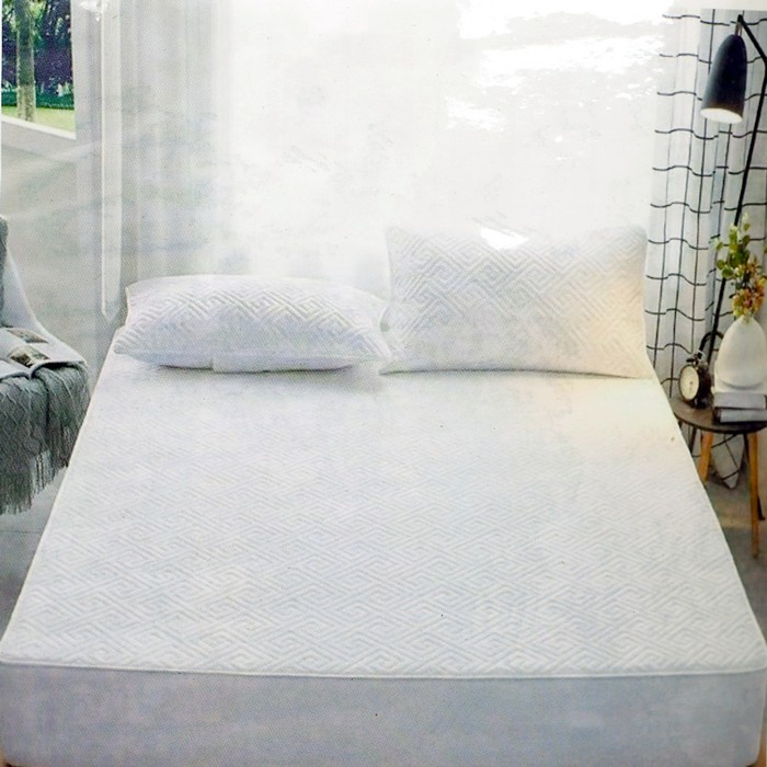 Fitted bedsheet, COMFORT, Cotton, White, 180x200cm