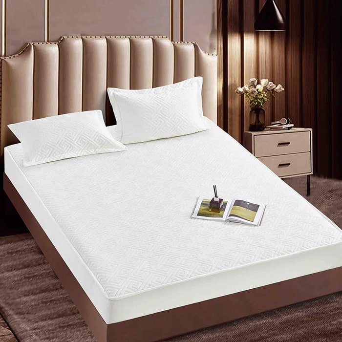 Fitted bedsheet, COMFORT, Cotton, White, 180x200cm