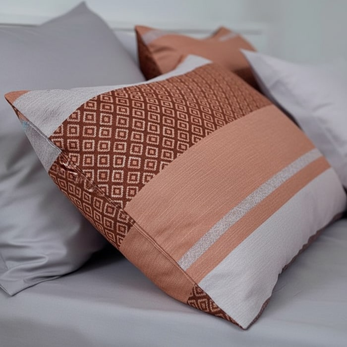 Комплект постeльного белья, HUQQA, 4 штук, Double Size, 240x260cм, 200x220cм, 50x70cм, Хлопок, Серый/Коричневый, 240x260cм, Турция