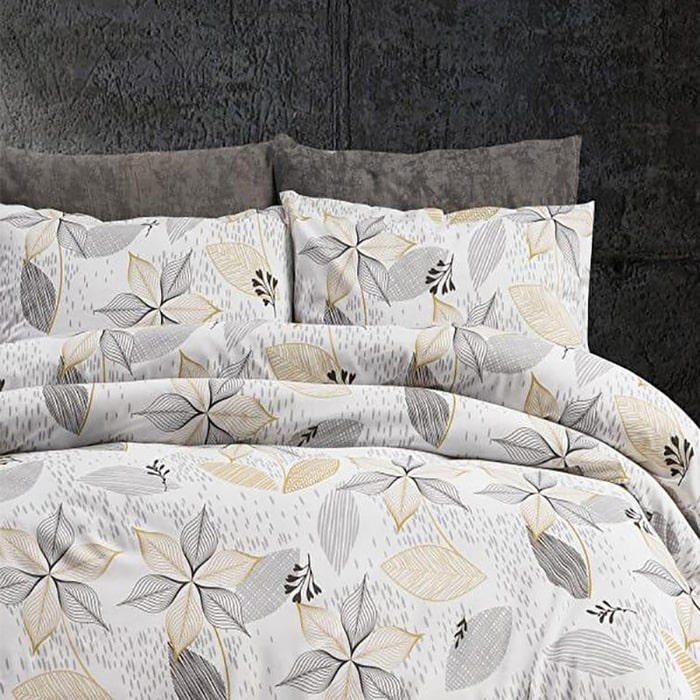 Набор постельного белья, HUQQA, 4 штук, Double Size, 240x260cм, 200x220 cм, 50x70cм, Хлопок, Разноцветный, С моделью, 240x260cм, Турция