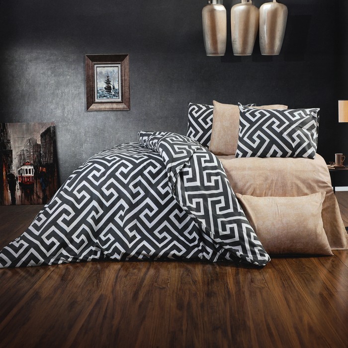 Набор постельного белья, HUQQA, 4 штук, Double Size, 240x260cм, 200x220 cм, 50x70cм, Хлопок, Капучино, 240x260cм, Турция