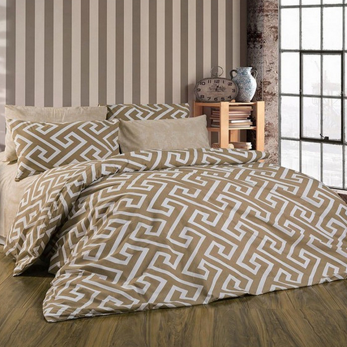Набор постельного белья, HUQQA, 4 штук, Double Size, 240x260cм, 200ч230см, 50x70cм, Хлопок, Темно-серый, 240x260cм, Турция