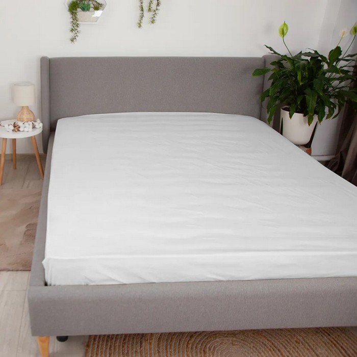 Sheet, BALAK HOME, 180x200 cm, Cotton, White, with elastic, 115 g/m2, Ukraine