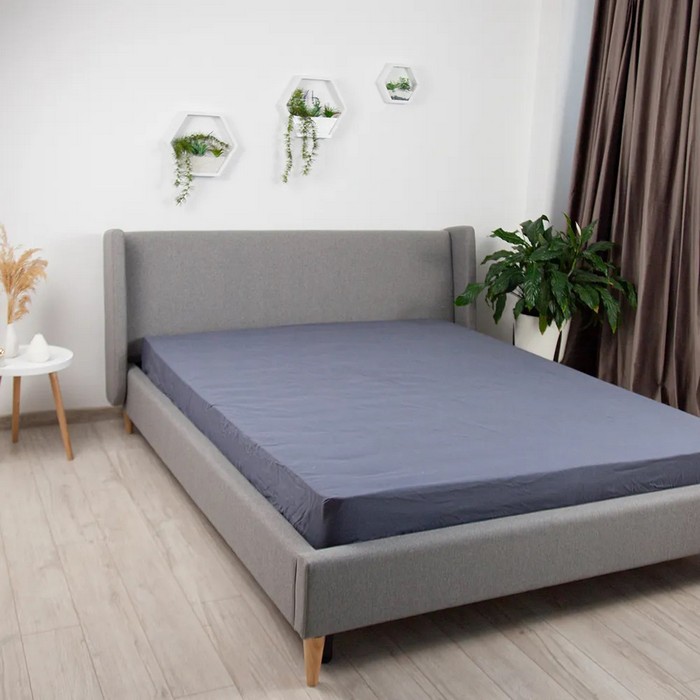 Sheet, BALAK HOME, 180x200 cm, Cotton, Gray, with elastic, 115 g/m2, Ukraine