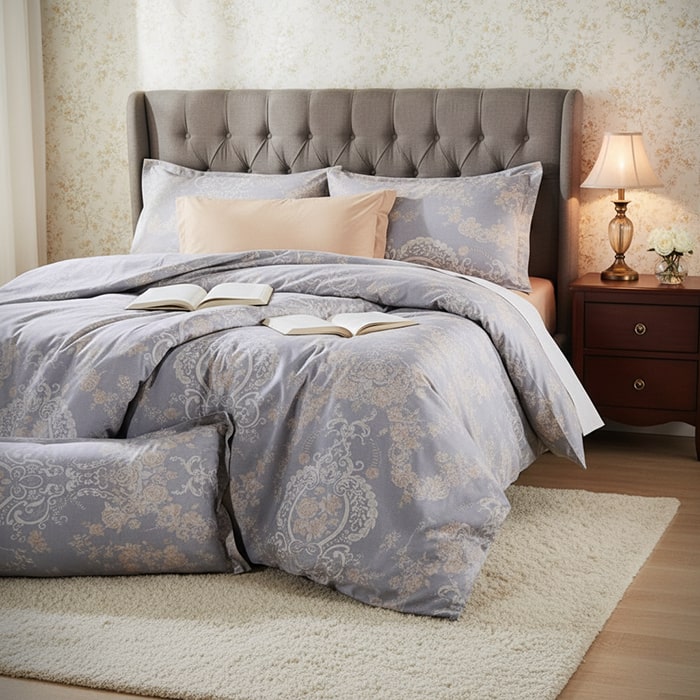 Set lenjerie de pat, NAPOLYON, 4 piese, Double Size, 220x240cm, 200x220cm, 50x70cm, Bumbac, Multicolor, Cu model, 220x240 cm, Turcia