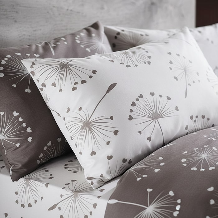 Set lenjerie de pat, NAPOLYON, 4 piese, Double Size, 220x240cm, 200x220cm, 50x70cm, Bumbac, Gri/Alb, Cu model, 220x240 cm, Turcia