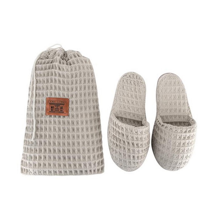 Домашние тапочки, CASA LUSSO, One Size, 65% хлопок/35 % модал, Бежевый