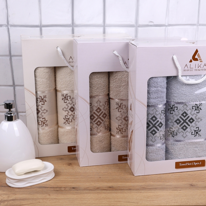 Towel set, ALIKA TEKSTIL, 3 pieces, 50x90 cm, 70x140 cm, Cotton, Various Colors