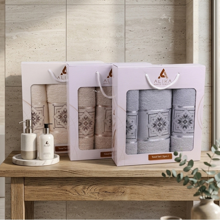Towel set, ALIKA TEKSTIL, 3 pieces, 50x90 cm, 70x140 cm, Cotton, Various Colors