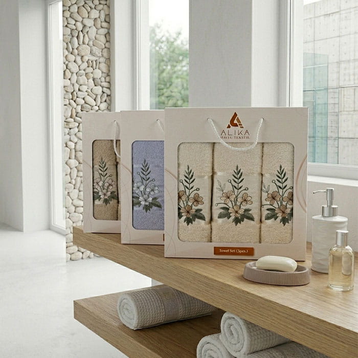 Towel set, ALIKA TEKSTIL, 3 pieces, 50x90 cm, 70x140 cm, Cotton, Various Colors