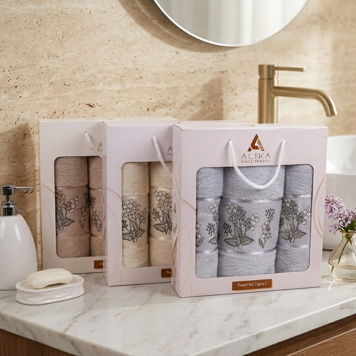 Towel set, ALIKA TEKSTIL, 3 pieces, 50x90 cm, 70x140 cm, Cotton, Various Colors